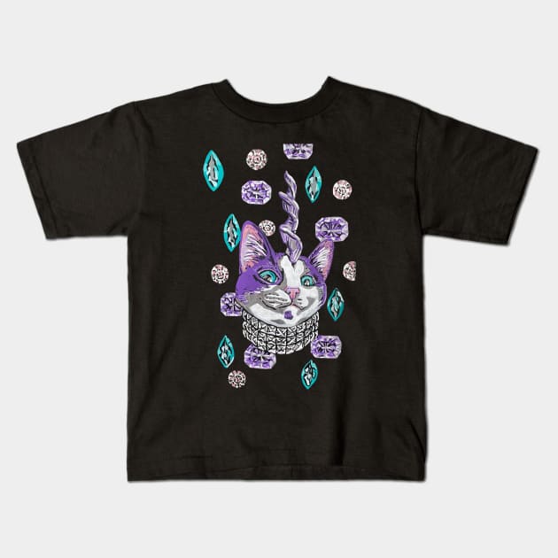 Diamond Unicat Kids T-Shirt by RaLiz